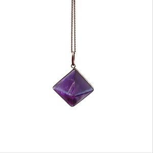 Vintage Amethyst Diamond-Cut Pendant | Purple Gemstone | Sterling Silver Frame |
